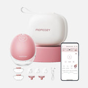 Momcozy BP288-NR70BA-A M9 Hands-Free Breast Pump – Single, App-Control, 15 Levels, Red