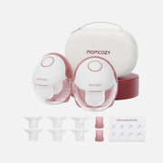 Momcozy BP354-NR71BA-B M6 Hands-Free Breast Pump – Double, 295mmHg, 3 Modes, 9 Levels, Red