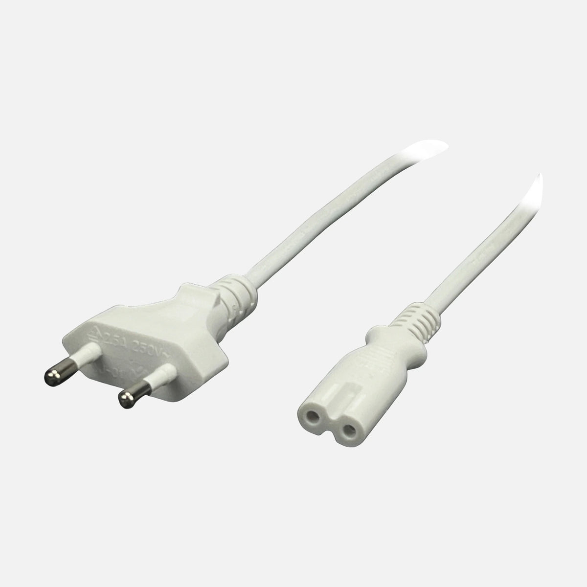 MPL POSAC-C7EU15WH Power Cable – IEC C7 to Euro CEE 7/16, 1.5m, 2.5A 250V, White
