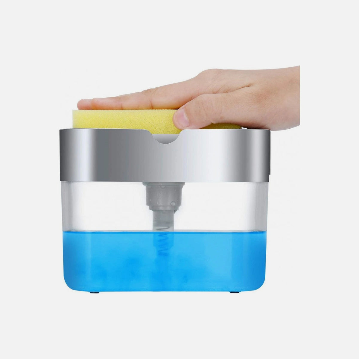 AJ Dish Soap Dispenser 3-in-1 380ml with Sponge & Holder – Transparent