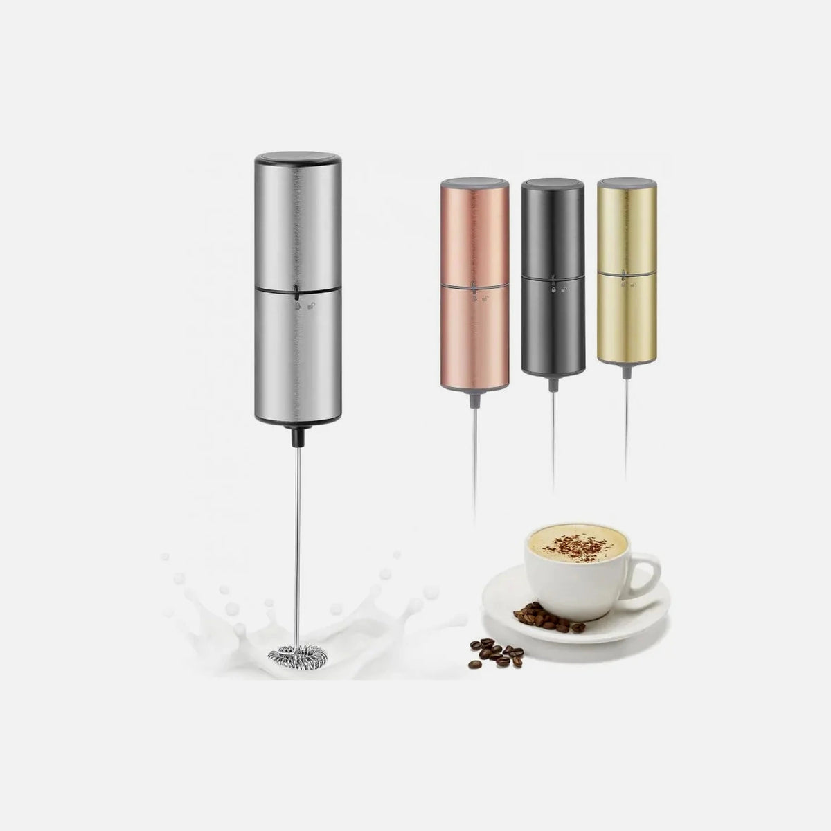 AJ Milk Frother & Hand Whisk – Battery-Powered, Stainless Steel