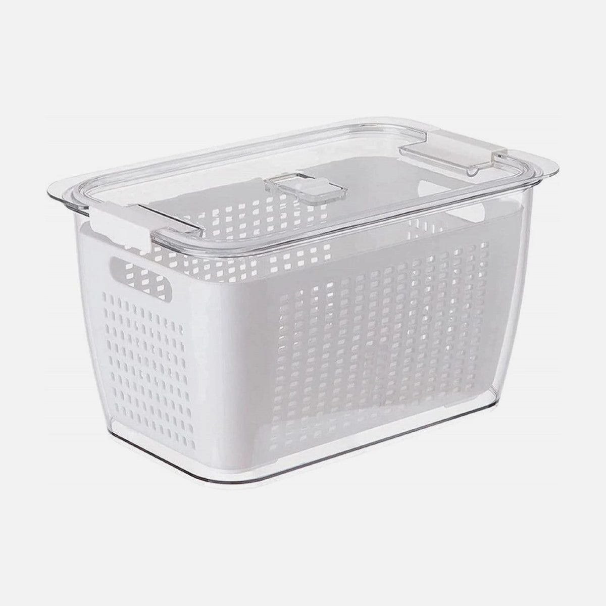 AJ Refrigerator Drain Basket – Fruit & Vegetable Storage, Removable Strainer, White