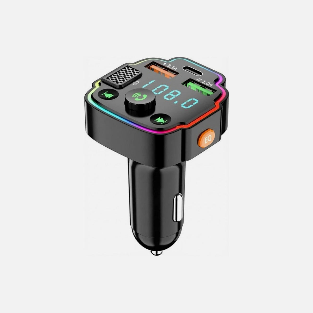 AJ FM Transmitter Bluetooth Handsfree Car Charger PD 20W – LED Display, RGB, 2 USB