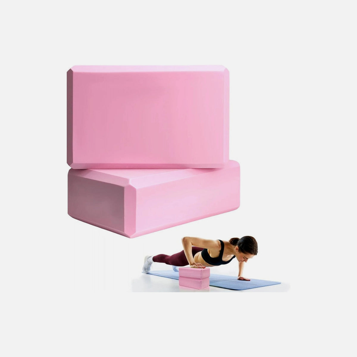 AJ Yoga Block Set of 2 – EVA Rubber, 23x15x7.5cm