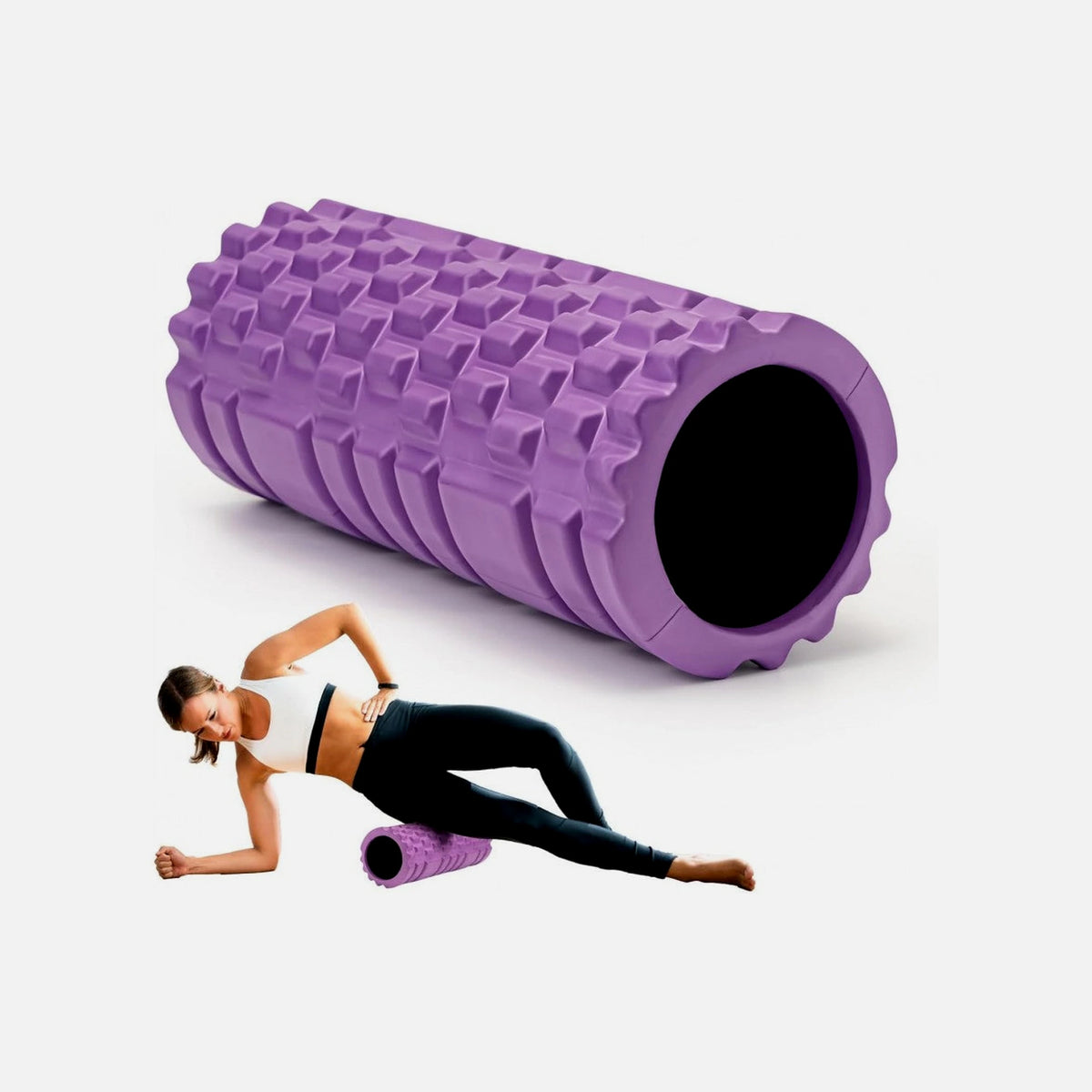 AJ Foam Roller for Muscle Massage 45x14cm – PVC+EVA, Purple