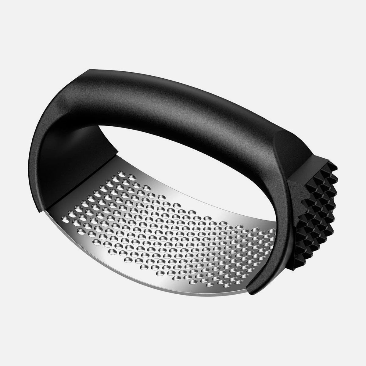 AJ Garlic Press – Stainless Steel 304 with Silicone Grip, Black