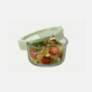 AJ Glass Food Container Round 950ml 17x7cm – Airtight, Green Lid