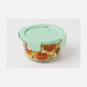 AJ Glass Food Container Round 660ml 15x6cm – Airtight, Green Lid