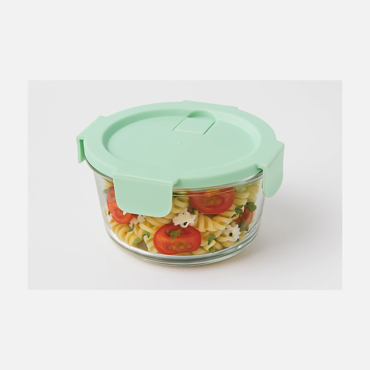 AJ Glass Food Container Round 660ml 15x6cm – Airtight, Green Lid