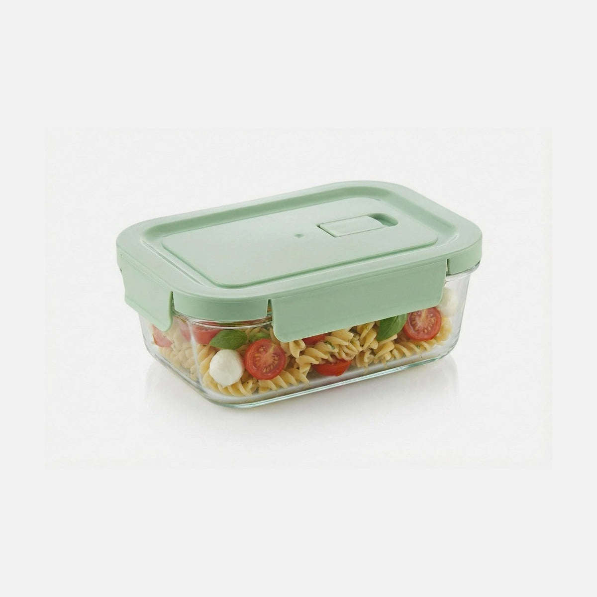 AJ Glass Food Container XL 1040ml 20x15.5x6.5cm – Airtight, Green Lid
