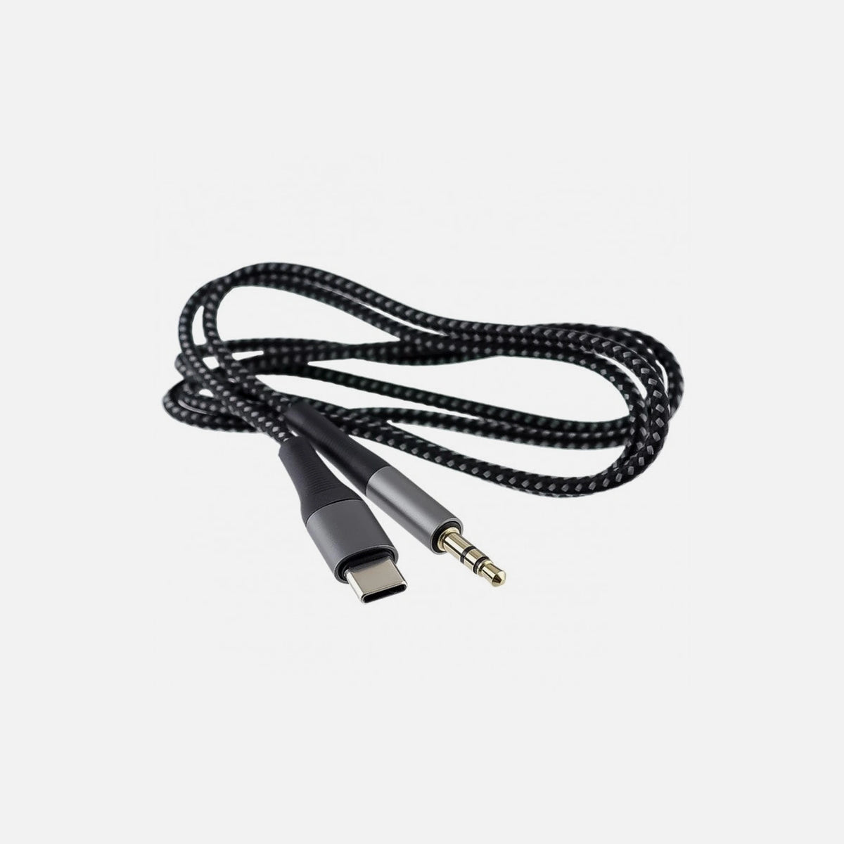 KLGO AUX-3 3.5mm AUX to Type-C Audio Adapter Cable 1m Nylon Braided, Black
