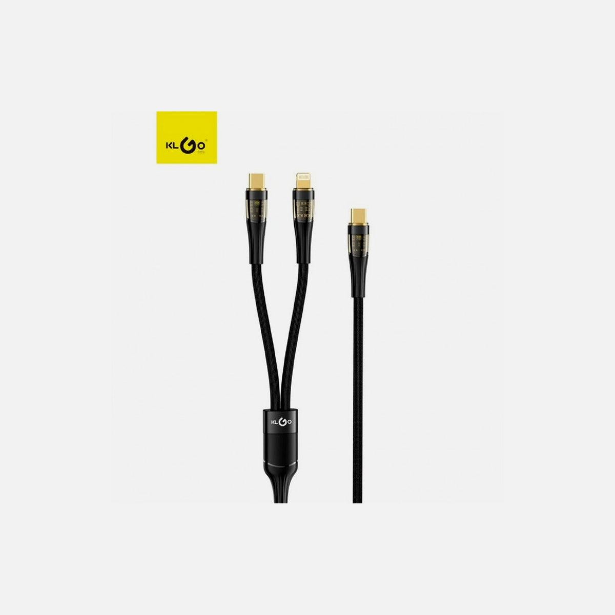 KLGO S-689 Dual Cable Type-C to Type-C 100W & Lightning 30W, 1.2m, Black