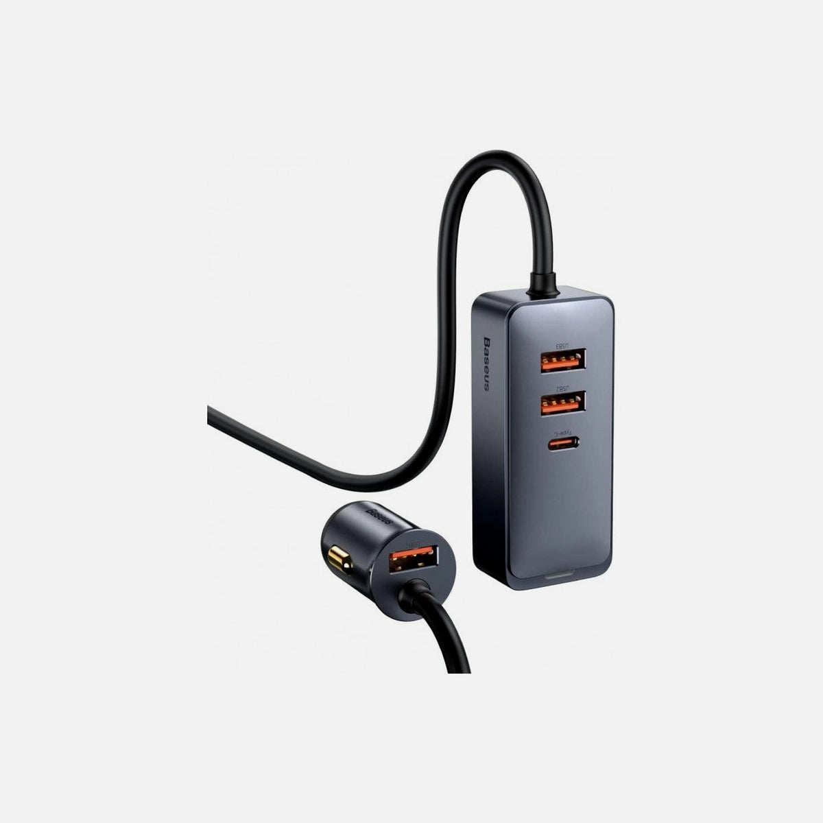 Baseus 120W Car Charger 3× USB-A + 1× USB-C with 1.5m Cable, Grey