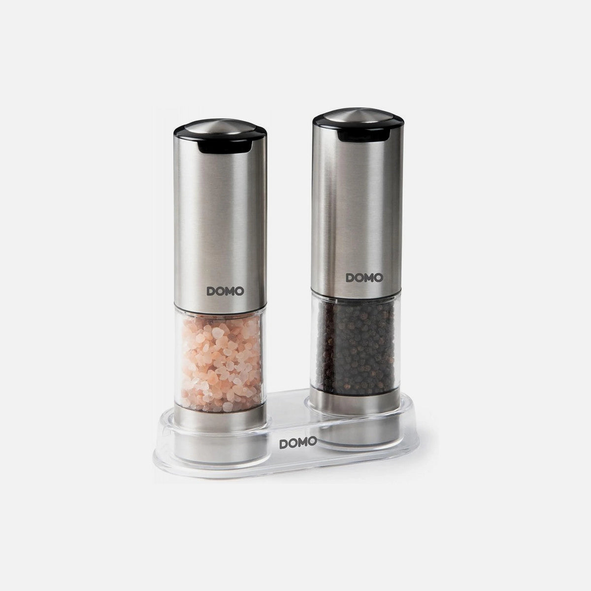 DOMO Electric Salt & Pepper Mills Set – USB-C Rechargeable, LED Light, Stainless Steel