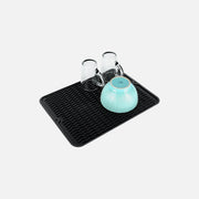 Vilde Silicone Dish Drying Mat 40x30cm – Roll-Up, Drainage Grooves, Black