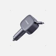 Anker Nano Car Charger 75W – Retractable USB-C Cable + USB-C Port, Grey