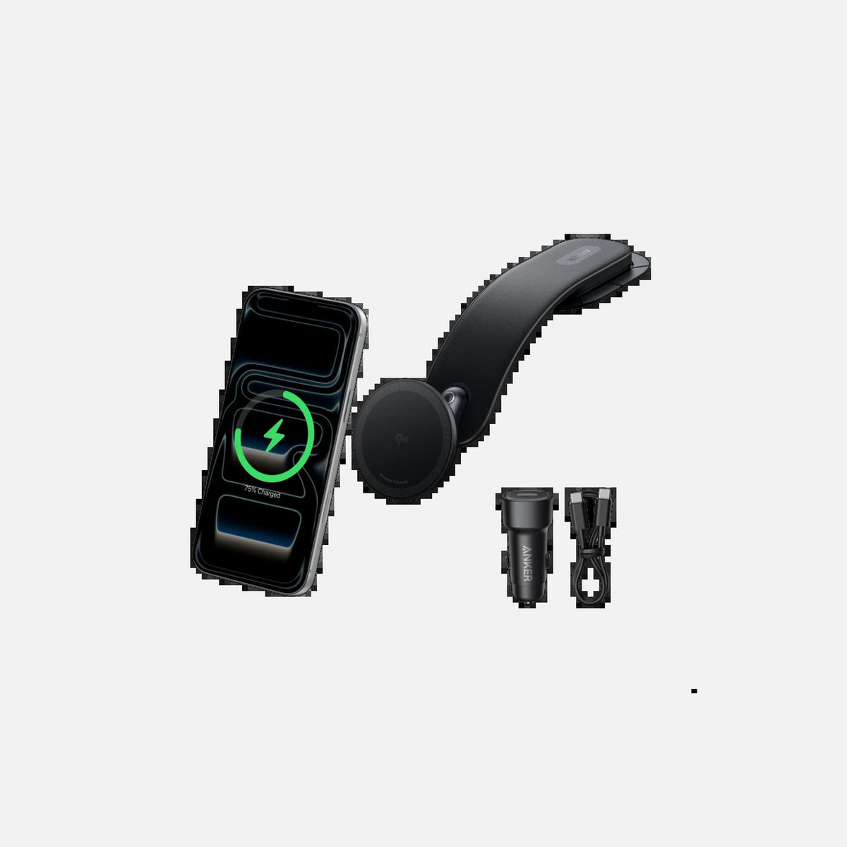 Anker Nano Wireless Car Charger 15W MagGo – Qi2, Magnetic, 180° Memory Alloy Arm