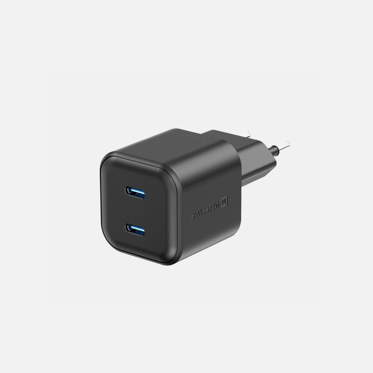 Swissten 20W GaN 2-Port USB-C Wall Charger – PD & PPS, Black
