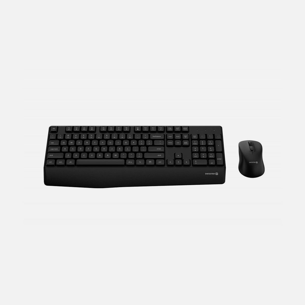Swissten Wireless Office Set – Keyboard + Mouse, Single Nano USB Receiver, Czech Layout