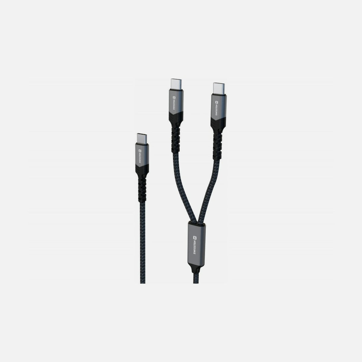 Swissten 2-in-1 USB-C Cable 1.2m – Dual USB-C, 100W Total, Black