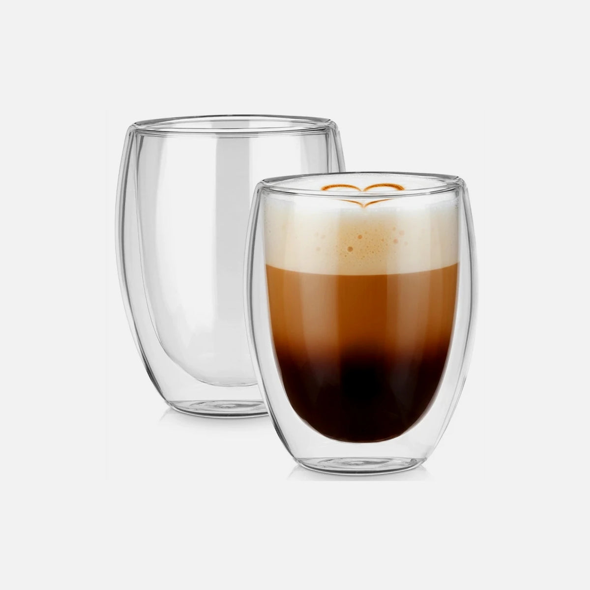 Vilde Premium Double-Walled Borosilicate Glass Cappuccino / Latte Macchiato Cups Set of 2 × 370ml
