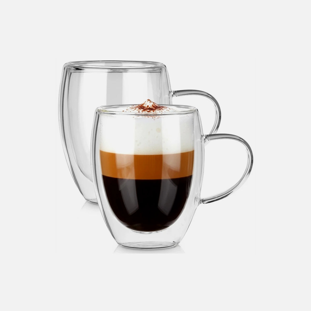 Vilde Premium Double-Walled Borosilicate Glass Cappuccino / Latte Macchiato Cups Set of 2 × 320ml with Handle