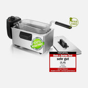 Emerio Oil Deep Fryer 2000W Stainless Steel BPA & PFAS Free 3L Removable Pot with Lid – Silver