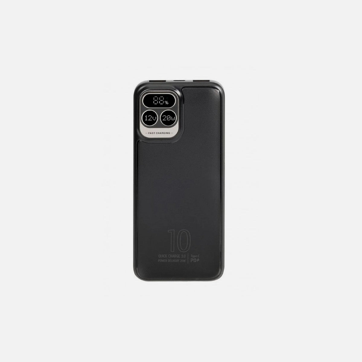Rivacase VA2511 10000mAh Power Bank 20W USB-C PD QC3.0 with LCD Screen – Black