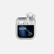 AKAI BTE-J600W Wireless Bluetooth 6.0 Earbuds ANC/ENC 4-Mic with 2.01" Touch Display Case – White