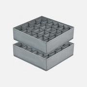 AJ 2-Pack Fabric Foldable Drawer Organizer for Socks & Underwear 24 Cells, 32×32×10cm – Grey