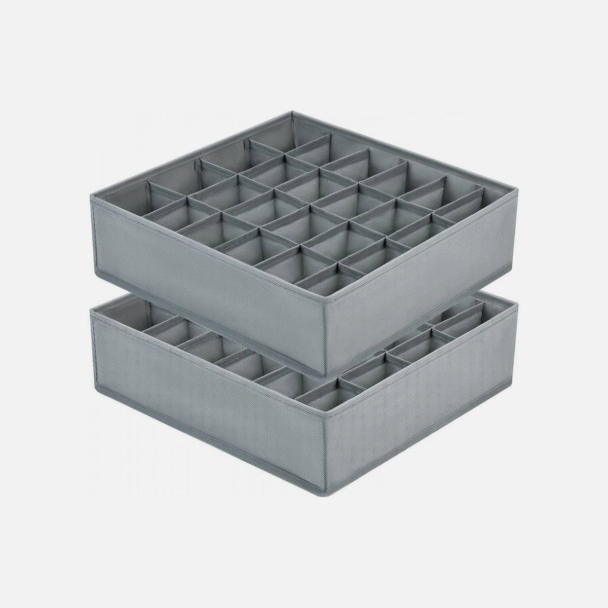 AJ 2-Pack Fabric Foldable Drawer Organizer for Socks & Underwear 24 Cells, 32×32×10cm – Grey