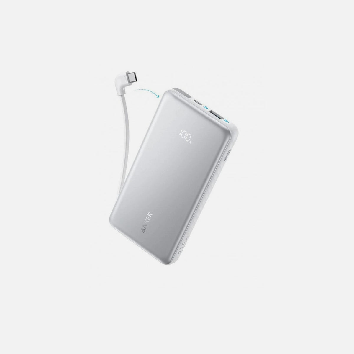 Anker Zolo Power Bank 10000mAh 22.5W with USB-A, USB-C & Built-in USB-C Cable – White
