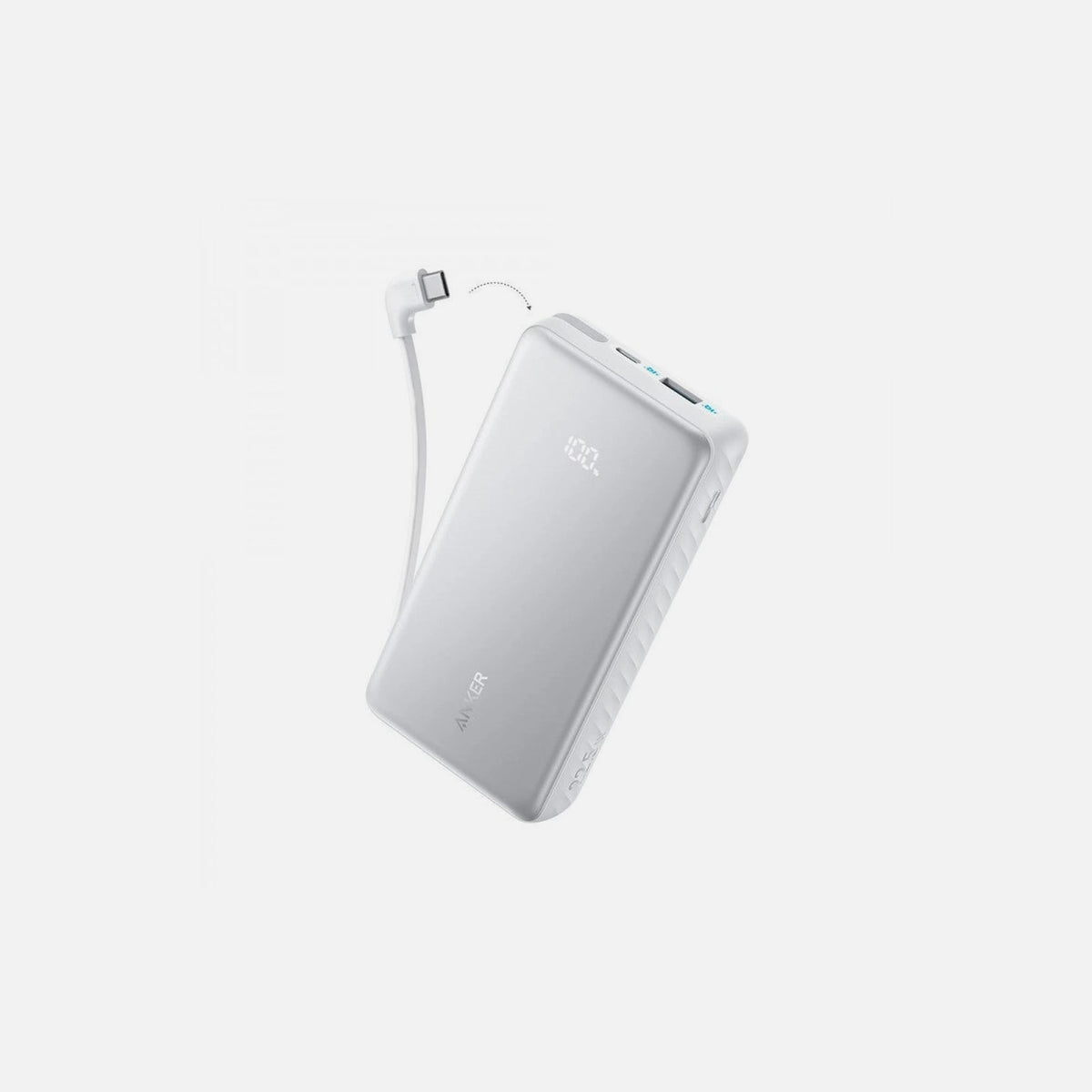 Anker Zolo Power Bank 20000mAh 22.5W with USB-A, USB-C & Built-in USB-C Cable – White