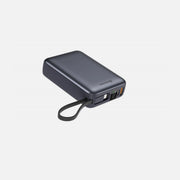 Swissten Space Power Bank 20.000mAh 22.5W with USB-A, USB-C & 2 Built-in USB-C and Lightning Cables – Black