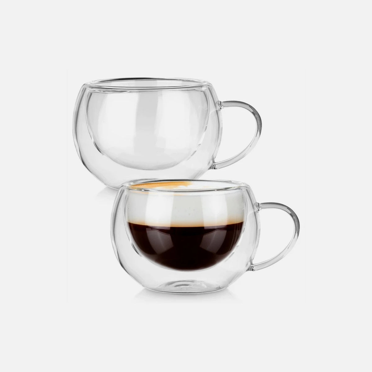 Vilde Premium Double-Walled Cappuccino Glasses Set of 2 – 280ml Borosilicate, with Handle