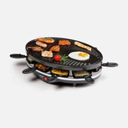 DOMO Raclette Grill DO9038G – 1200W, 8 Enamelled Pans & Wooden Spatulas, PFAS-Free