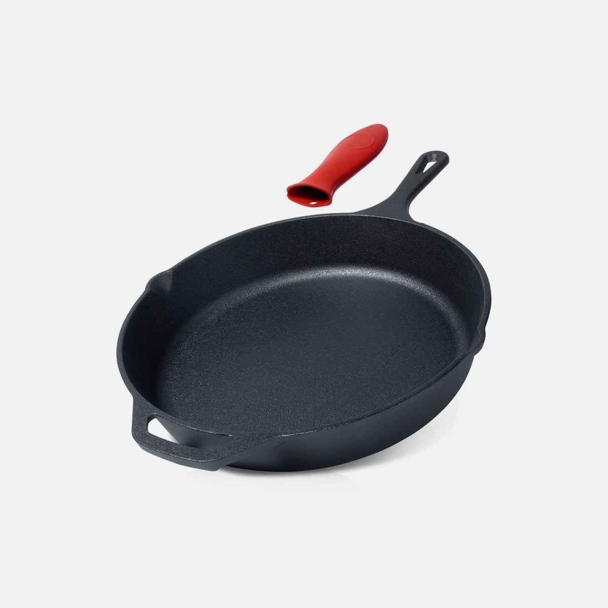 Vilde Premium Cast Iron Skillet 30 cm – Dual-Pour Spouts, Silicone Handle Grip
