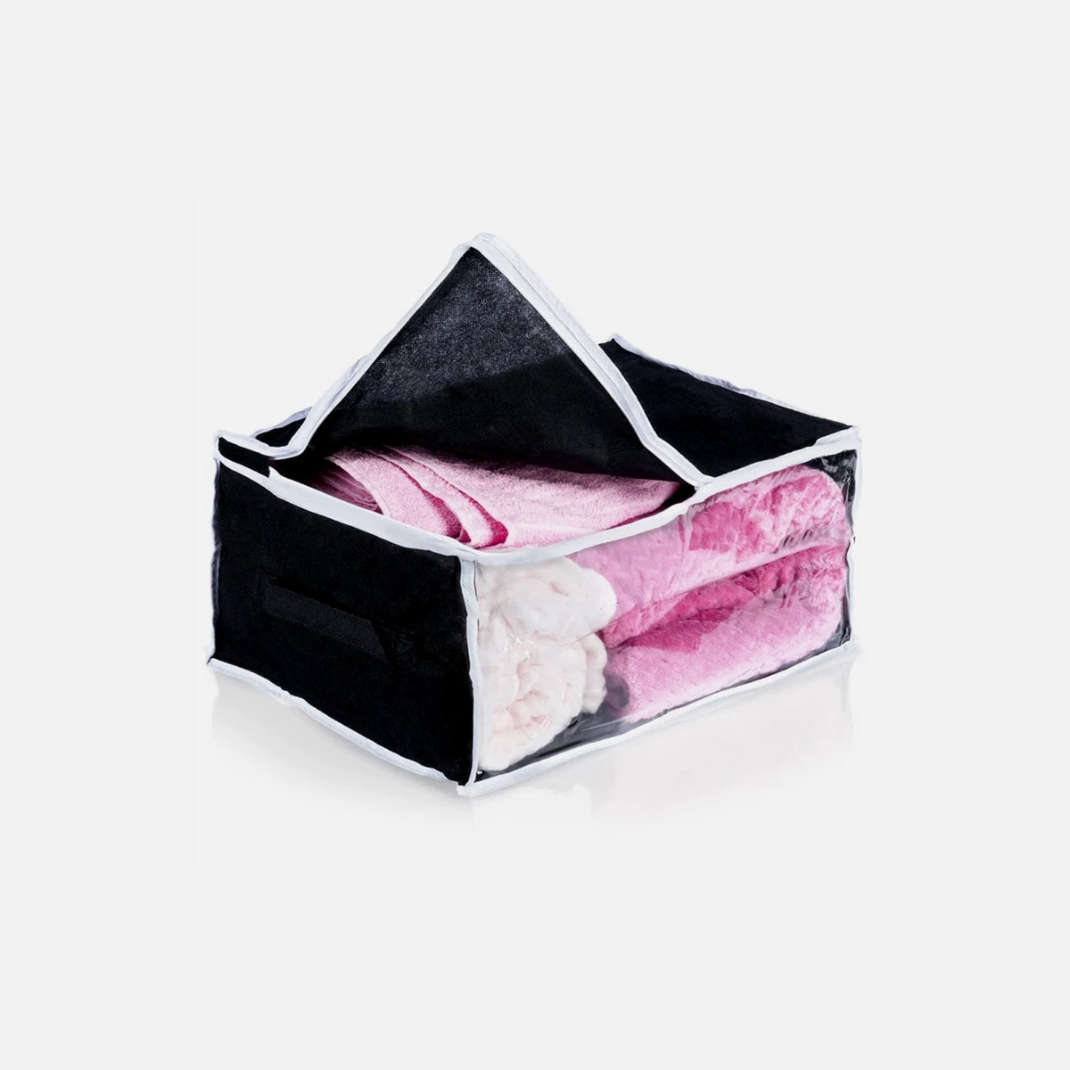 Vilde Fabric Storage Bag 27L 45×30×20 cm with Window – Black Polyester for Clothes & Bedding