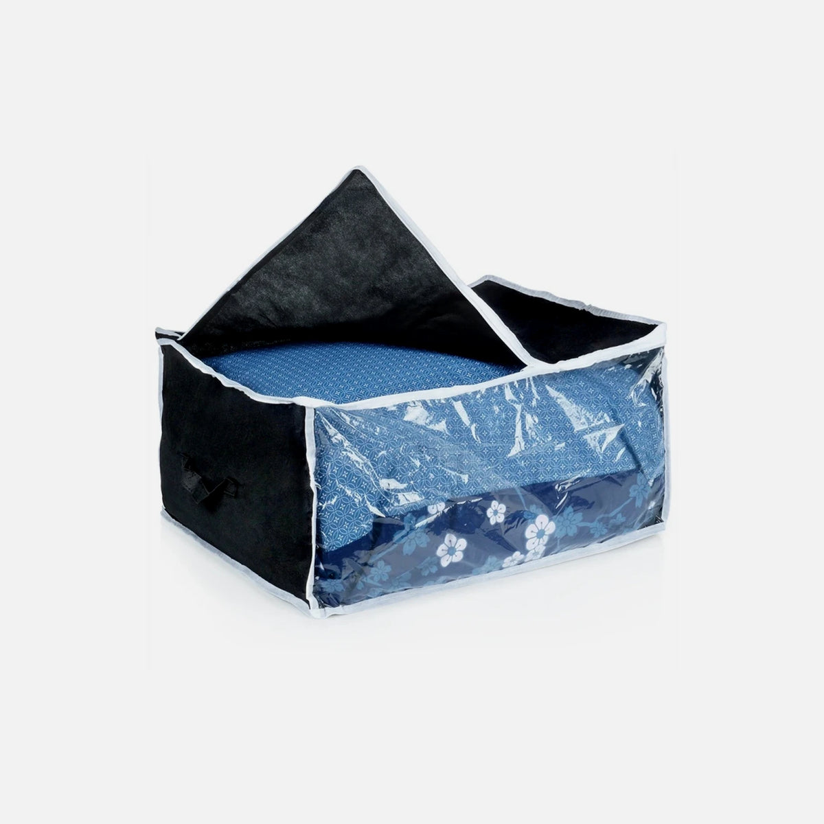 Vilde Fabric Storage Bag 87L 60×45×30 cm with Window – Black Polyester for Clothes & Bedding