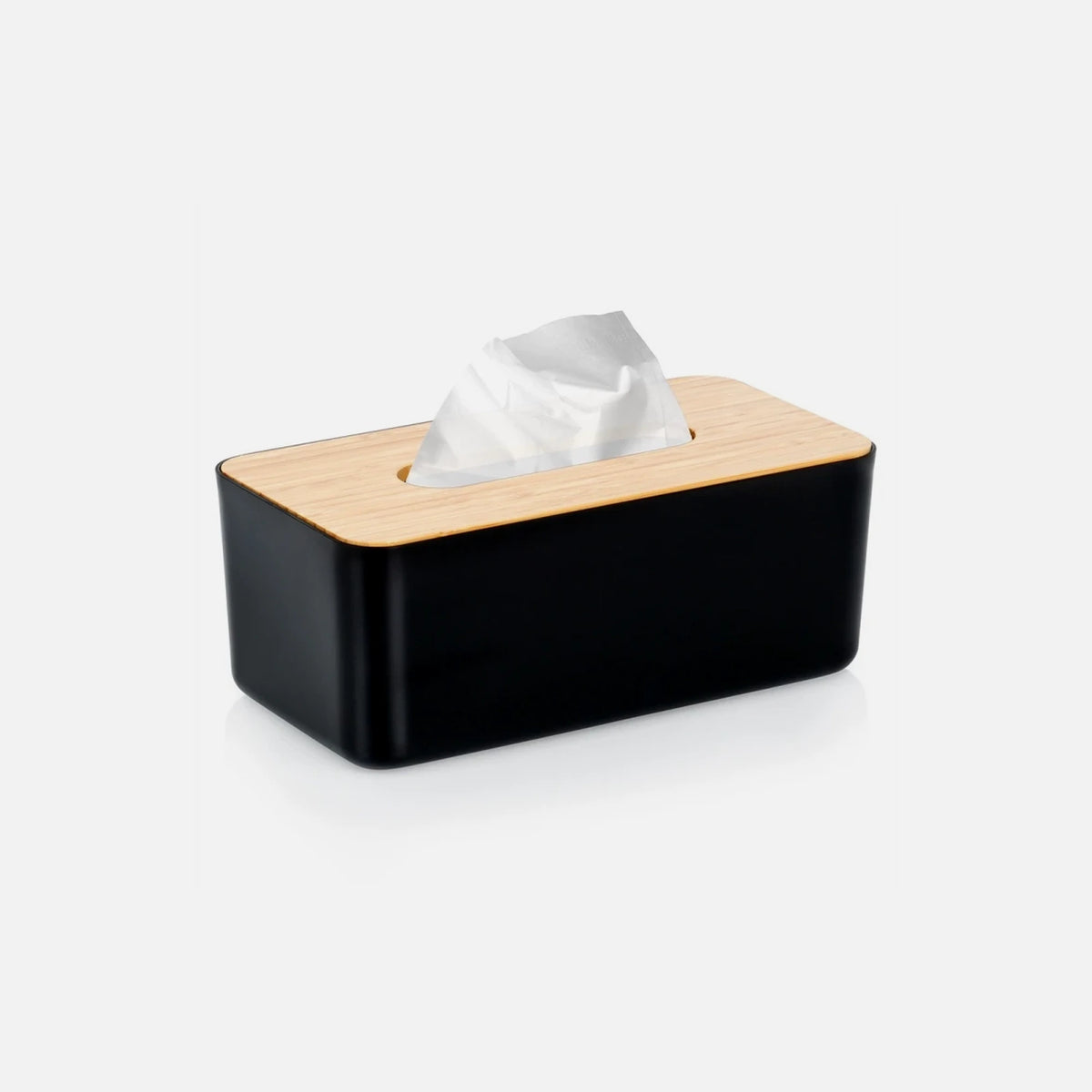 Vilde Tissue Box Holder 24×13×9.5 cm with Bamboo Lid – Matte Black