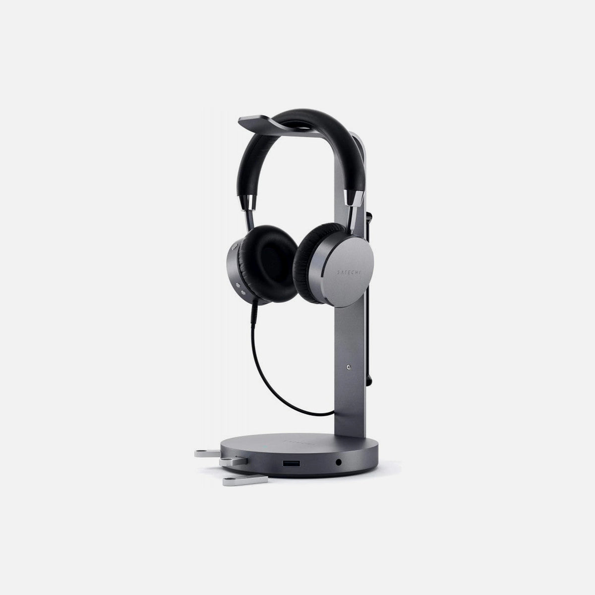 Satechi Aluminum Headphone Stand with USB Hub – 3× USB-A 3.0 + AUX, Space Gray, STH22