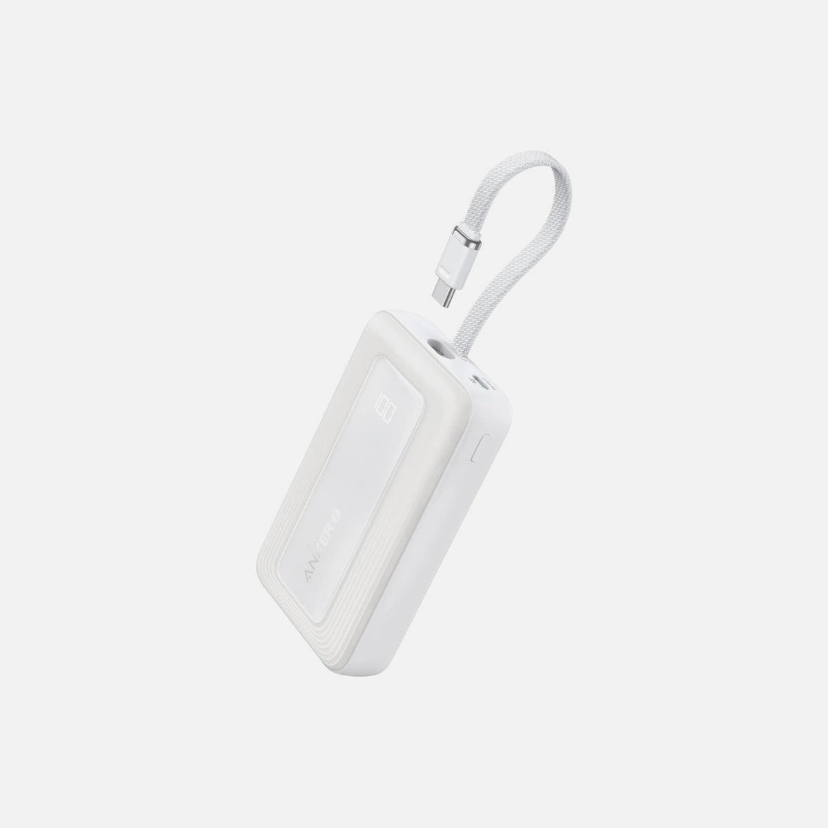 Anker Zolo Power Bank 10,000mAh 30W – Built-in USB-C Cable + USB-A/USB-C Ports, White