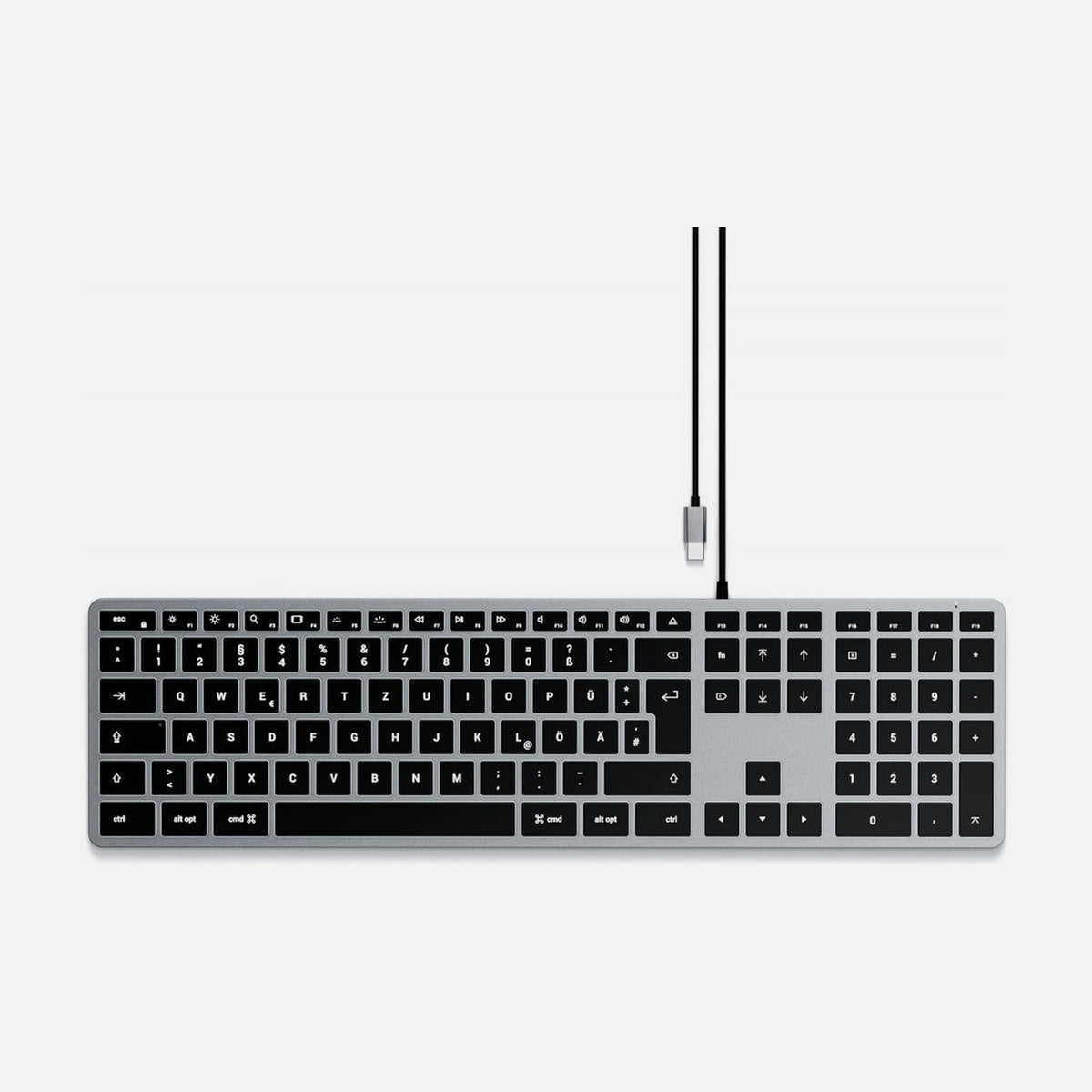 Satechi Slim W3 Wired Aluminum Keyboard – USB-C, Mac Layout, Backlit, Space Gray