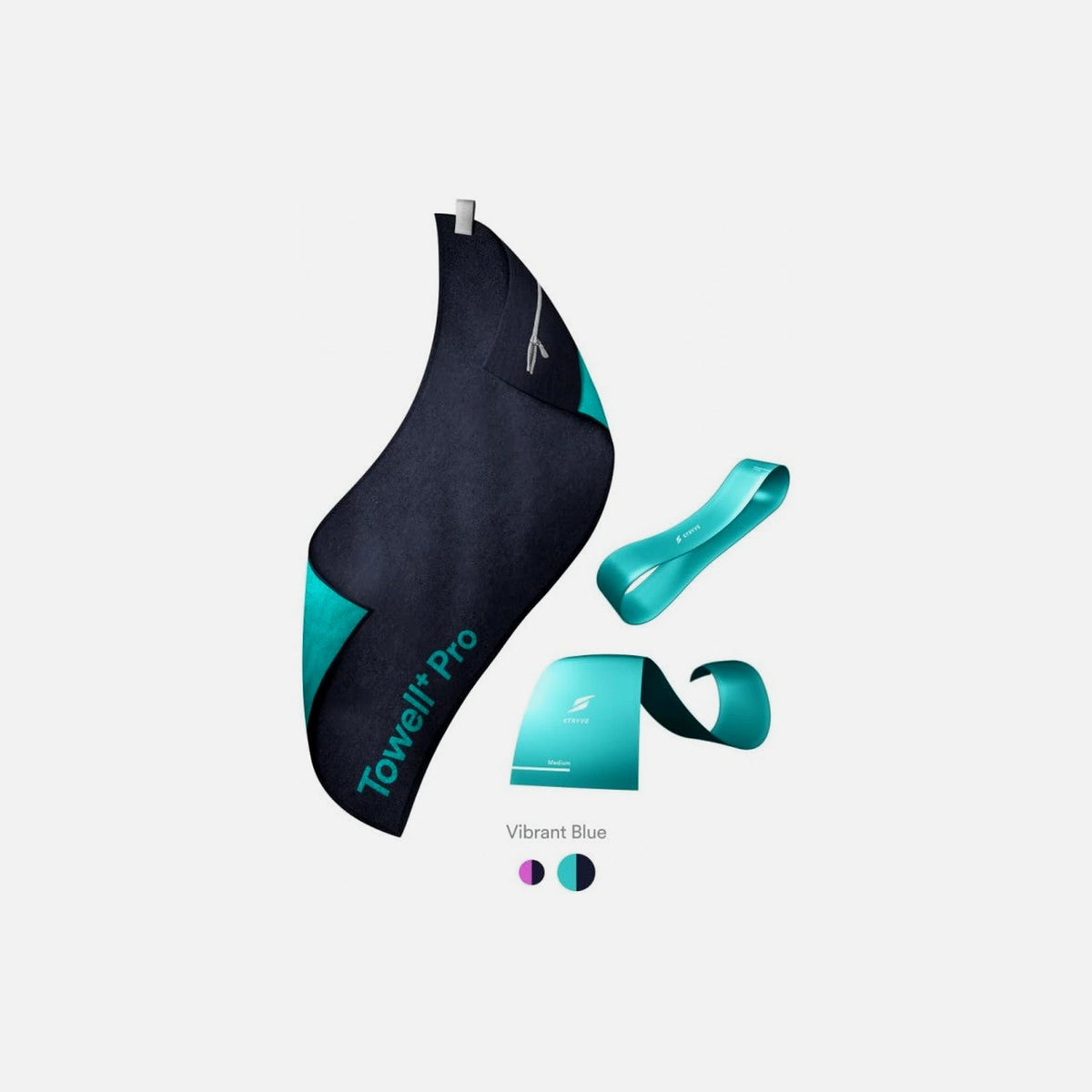 Stryve Towell+ Pro Limited Edition Sports Towel 105×42.5 cm – Vibrant Blue, Magnetic Clip, Pocket + Mini Band Set