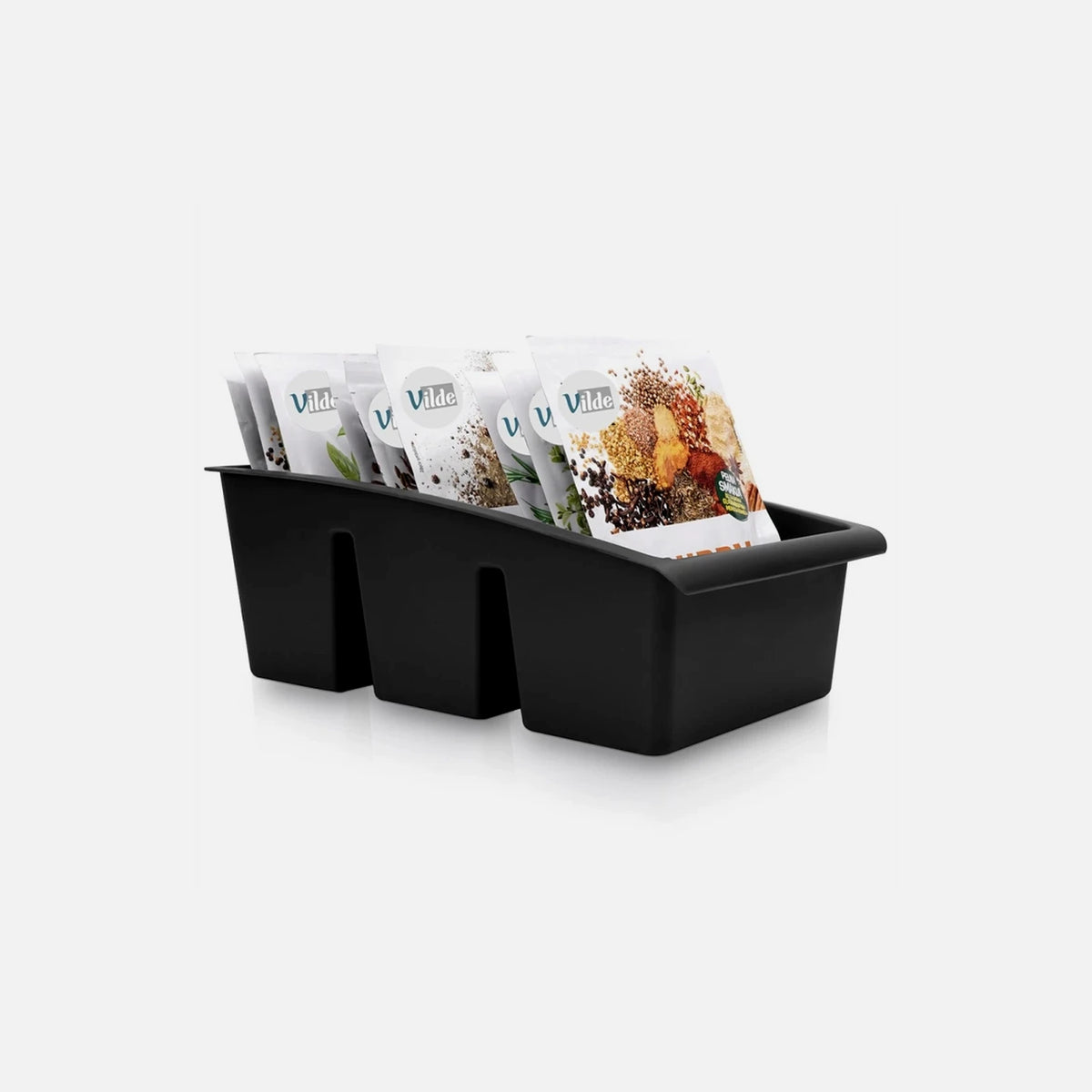 Vilde Spice Organizer with 3 Compartments – Removable Dividers, Dishwasher Safe, Black