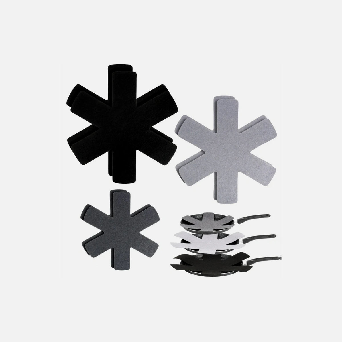 Vilde Pan Protector Felt Set 6-Pack – 3 Sizes for Cookware Stacking