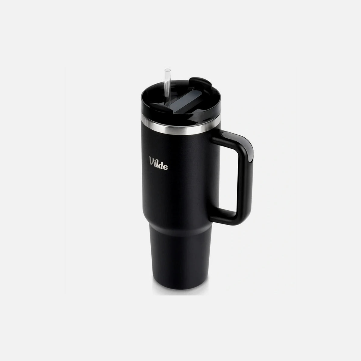 Vilde Travel Mug Steel 1.2L – Stainless, Vacuum Insulated, Straw, Handle, Black