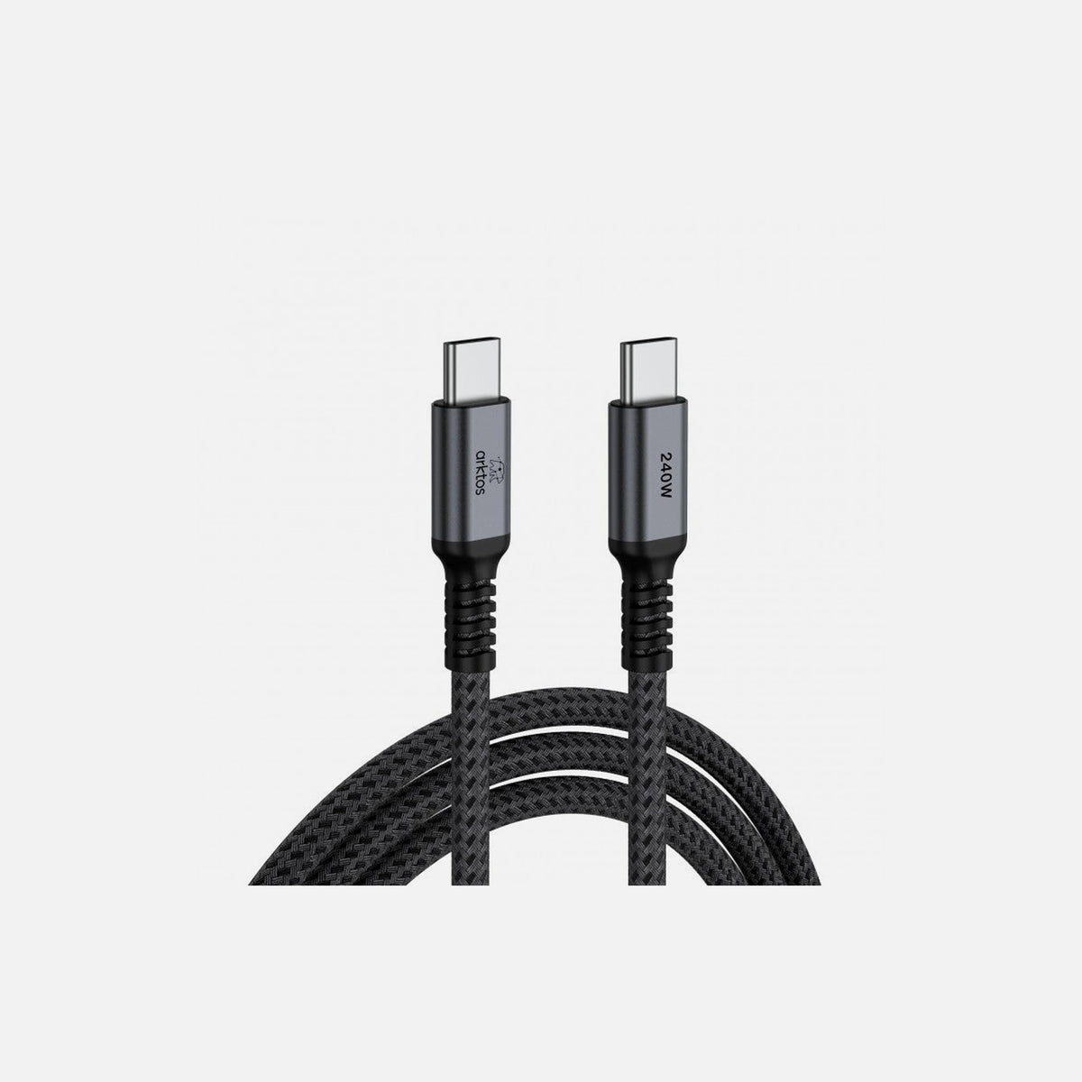 Arktos Hyperconnect USB-C to USB-C Cable 3m 240W – Nylon Braided, USB-IF Certified, Silver