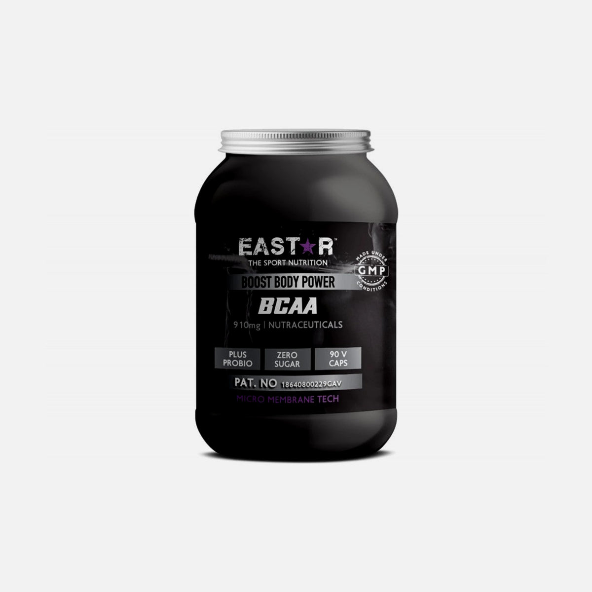 Eastar BCAA X-Large 910mg – 90 Vegan Caps with Glutamine & Probiotics, Sugar-Free