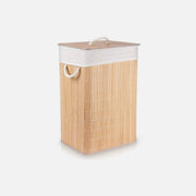 Vilde Bamboo Laundry Basket 70L 40×30×60cm – 2-Compartment with Lid, Beige